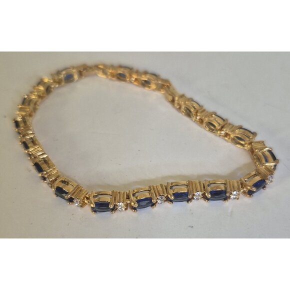 Vintage 2003 Avon Birthstone Tennis Bracelet September Simulated Sapphire 8" - Picture 1 of 8